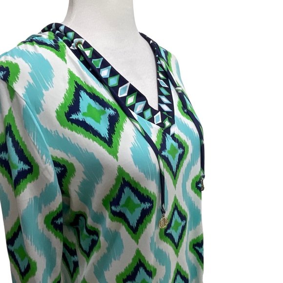 Macbeth Collection by Margaret Jospeh's Cover-up Size M Geometric Pattern Hooded - Picture 4 of 8